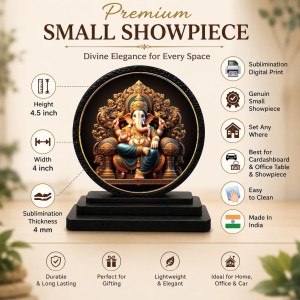 Car Dashboard Wooden Lord Ganeshaa Showpiece | 4 X 4.5 Inch Sublimation Printed Decorative Stand | 4 Mm MDF | Home Decor | Made in India (F33671) Car Dashboard Wooden Lord Ganeshaa Showpiece | 4 X 4.5 Inch Sublimation Printed Decorative Stand | 4 Mm MDF | Home Decor | Made in India (F33671)
