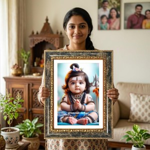 Baby Shiva Decorative Photo Frame With White Mount | Premium Wall & Tabletop Picture Frame | Home, Office & Temple Decoration | 10x14 Inch (Pack Of 1) (F31263) Baby Shiva Decorative Photo Frame With White Mount | Premium Wall & Tabletop Picture Frame | Home, Office & Temple Decoration | 10x14 Inch (Pack Of 1) (F31263)