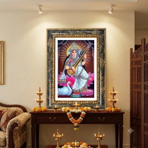 Saraswati Decorative Photo Frame With White Mount | Premium Wall & Tabletop Picture Frame | Home, Office & Temple Decoration | 10x14 Inch (Pack Of 1) (F31415)