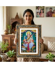 Saraswati Decorative Photo Frame With White Mount | Premium Wall & Tabletop Picture Frame | Home, Office & Temple Decoration | 10x14 Inch (Pack Of 1) (F32416)