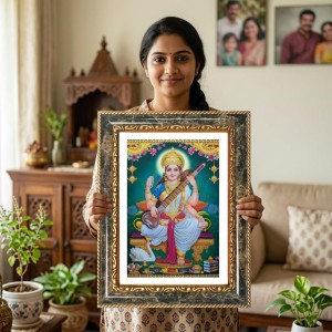 Saraswati Decorative Photo Frame With White Mount | Premium Wall & Tabletop Picture Frame | Home, Office & Temple Decoration | 8x12 Inch (Pack Of 1) (F32416) Saraswati Decorative Photo Frame With White Mount | Premium Wall & Tabletop Picture Frame | Home, Office & Temple Decoration | 8x12 Inch (Pack Of 1) (F32416)