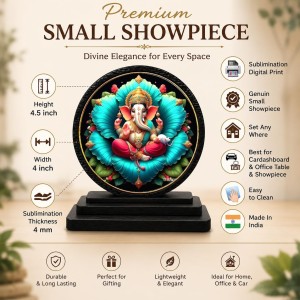 Car Dashboard Wooden Lord Ganeshaa Showpiece | 4 X 4.5 Inch Sublimation Printed Decorative Stand | 4 Mm MDF | Home Decor | Made in India (F33301) Car Dashboard Wooden Lord Ganeshaa Showpiece | 4 X 4.5 Inch Sublimation Printed Decorative Stand | 4 Mm MDF | Home Decor | Made in India (F33301)
