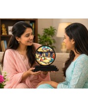 Car Dashboard Wooden Indian Village Scene Showpiece | 4 X 4.5 Inch Sublimation Printed Decorative Stand | 4 Mm MDF | Home Decor | Made in India (F33298)