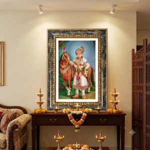 Swaminarayan Decorative Photo Frame With White Mount | Premium Wall & Tabletop Picture Frame | Home, Office & Temple Decoration | 8x12 Inch (Pack Of 1) (F31623) Swaminarayan Decorative Photo Frame With White Mount | Premium Wall & Tabletop Picture Frame | Home, Office & Temple Decoration | 8x12 Inch (Pack Of 1) (F31623)