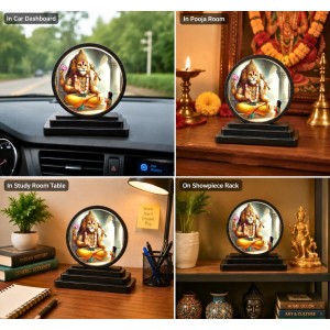 Car Dashboard Wooden Lord Narsimha Showpiece | 4 X 4.5 Inch Sublimation Printed Decorative Stand | 4 Mm MDF | Home Decor | Made in India (F33677)
