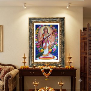 Saraswati Decorative Photo Frame With White Mount | Premium Wall & Tabletop Picture Frame | Home, Office & Temple Decoration | 10x14 Inch (Pack Of 1) (F32607)