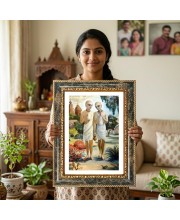 Saraswati Decorative Photo Frame With White Mount | Premium Wall & Tabletop Picture Frame | Home, Office & Temple Decoration | 12x16 Inch (Pack Of 1) (F32665)