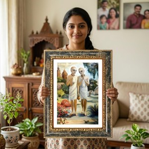Saraswati Decorative Photo Frame With White Mount | Premium Wall & Tabletop Picture Frame | Home, Office & Temple Decoration | 12x16 Inch (Pack Of 1) (F32665)