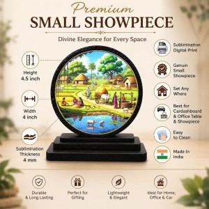 Car Dashboard Wooden Indian Village Landscape Showpiece | 4 X 4.5 Inch Sublimation Printed Decorative Stand | 4 Mm MDF | Home Decor | Made in India (F33364) Car Dashboard Wooden Indian Village Landscape Showpiece | 4 X 4.5 Inch Sublimation Printed Decorative Stand | 4 Mm MDF | Home Decor | Made in India (F33364)