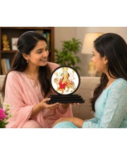 Car Dashboard Wooden Durga MATA Showpiece | 4 X 4.5 Inch Sublimation Printed Decorative Stand | 4 Mm MDF | Home Decor | Made in India (F33655)