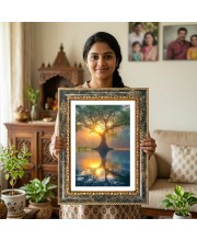 Tranquil Artwork Decorative Photo Frame With White Mount | Premium Wall & Tabletop Picture Frame | Home, Office & Temple Decoration | 10x14 Inch (Pack Of 1) (F32575)