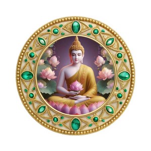 Gautama Buddha Fridge Magnet Wooden | Glossy Sublimation Print | 4x4 Inch | Strong Magnet Back | Decorative Magnet for Fridge, Almirah & Temple Decor (F23741)