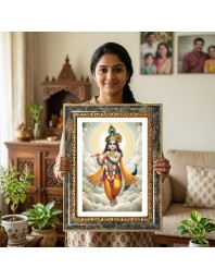 Krishna Decorative Photo Frame With White Mount | Premium Wall & Tabletop Picture Frame | Home, Office & Temple Decoration | 8x12 Inch (Pack Of 1) (F31524)