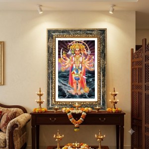 Panchamukhi Hanuman Decorative Photo Frame With White Mount | Premium Wall & Tabletop Picture Frame | Home, Office & Temple Decoration | 8x12 Inch (Pack Of 1) (F31619)