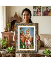 Swaminarayan Decorative Photo Frame With White Mount | Premium Wall & Tabletop Picture Frame | Home, Office & Temple Decoration | 10x14 Inch (Pack Of 1) (F31623)