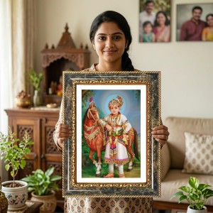 Swaminarayan Decorative Photo Frame With White Mount | Premium Wall & Tabletop Picture Frame | Home, Office & Temple Decoration | 8x12 Inch (Pack Of 1) (F31623) Swaminarayan Decorative Photo Frame With White Mount | Premium Wall & Tabletop Picture Frame | Home, Office & Temple Decoration | 8x12 Inch (Pack Of 1) (F31623)