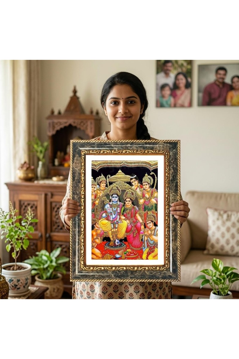 Ram Darbar Decorative Photo Frame With White Mount | Premium Wall & Tabletop Picture Frame | Home, Office & Temple Decoration | 8x12 Inch (Pack Of 1) (F31216)