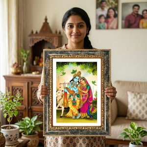 Krishna And Radhaa Decorative Photo Frame With White Mount | Premium Wall & Tabletop Picture Frame | Home, Office & Temple Decoration | 8x12 Inch (Pack Of 1) (F33208) Krishna And Radhaa Decorative Photo Frame With White Mount | Premium Wall & Tabletop Picture Frame | Home, Office & Temple Decoration | 8x12 Inch (Pack Of 1) (F33208)
