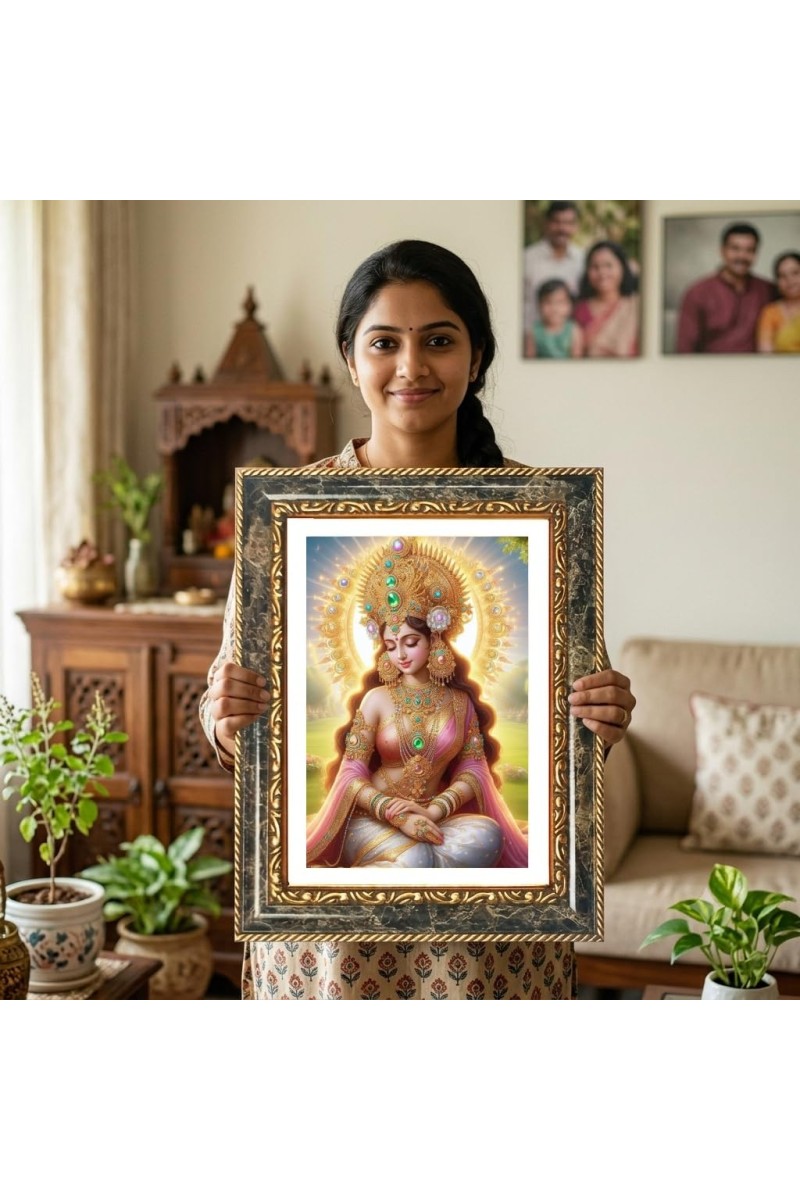 Saraswati Decorative Photo Frame With White Mount | Premium Wall & Tabletop Picture Frame | Home, Office & Temple Decoration | 8x12 Inch (Pack Of 1) (F31515)