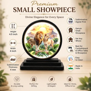 Car Dashboard Wooden Lion and Lioness Showpiece | 4 X 4.5 Inch Sublimation Printed Decorative Stand | 4 Mm MDF | Home Decor | Made in India (F33727) Car Dashboard Wooden Lion and Lioness Showpiece | 4 X 4.5 Inch Sublimation Printed Decorative Stand | 4 Mm MDF | Home Decor | Made in India (F33727)