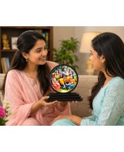 Car Dashboard Wooden Radhaa Krishna Showpiece | 4 X 4.5 Inch Sublimation Printed Decorative Stand | 4 Mm MDF | Home Decor | Made in India (F33542)