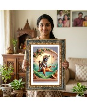 Shiva And Parvati Decorative Photo Frame With White Mount | Premium Wall & Tabletop Picture Frame | Home, Office & Temple Decoration | 12x16 Inch (Pack Of 1) (F31124)