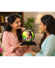 Car Dashboard Wooden Bal Krishna Showpiece | 4 X 4.5 Inch Sublimation Printed Decorative Stand | 4 Mm MDF | Home Decor | Made in India (F33712)