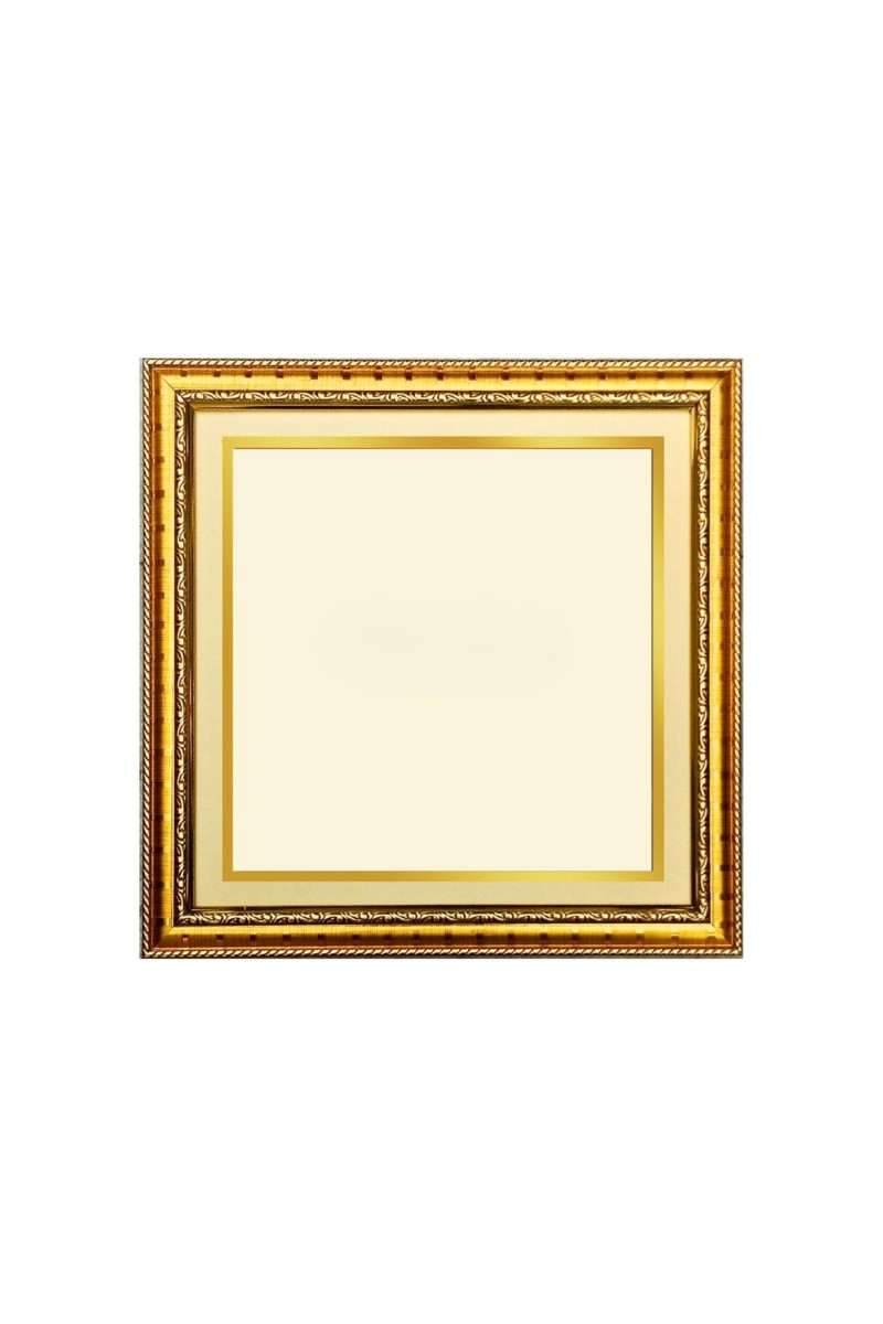 10x10 Empty Golden Photo Frame for Wall Decor | Decorative Picture Frame for Photos, Paintings & Religious Images | Classic Gold Finish | Home, Office & Gift Display