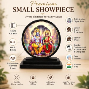 Car Dashboard Wooden Lord Vishnu and Goddess Lakshmi Showpiece | 4 X 4.5 Inch Sublimation Printed Decorative Stand | 4 Mm MDF | Home Decor | Made in India (F33288) Car Dashboard Wooden Lord Vishnu and Goddess Lakshmi Showpiece | 4 X 4.5 Inch Sublimation Printed Decorative Stand | 4 Mm MDF | Home Decor | Made in India (F33288)