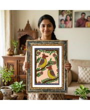 Madhubani Folk Art Decorative Photo Frame With White Mount | Premium Wall & Tabletop Picture Frame | Home, Office & Temple Decoration | 10x14 Inch (Pack Of 1) (F32662)