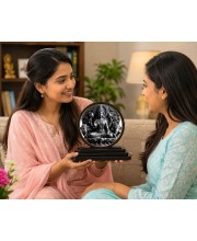 Car Dashboard Wooden Goddess Gajalakshmi Showpiece | 4 X 4.5 Inch Sublimation Printed Decorative Stand | 4 Mm MDF | Home Decor | Made in India (F33635)