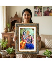 Radhaa Krishna Decorative Photo Frame With White Mount | Premium Wall & Tabletop Picture Frame | Home, Office & Temple Decoration | 10x14 Inch (Pack Of 1) (F33000)