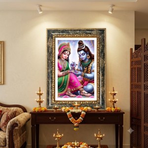 Shiva And Parvati Decorative Photo Frame With White Mount | Premium Wall & Tabletop Picture Frame | Home, Office & Temple Decoration | 8x12 Inch (Pack Of 1) (F33136) Shiva And Parvati Decorative Photo Frame With White Mount | Premium Wall & Tabletop Picture Frame | Home, Office & Temple Decoration | 8x12 Inch (Pack Of 1) (F33136)