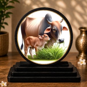 Car Dashboard Wooden Cow and Calf Showpiece | 4 X 4.5 Inch Sublimation Printed Decorative Stand | 4 Mm MDF | Home Decor | Made in India (F33260) Car Dashboard Wooden Cow and Calf Showpiece | 4 X 4.5 Inch Sublimation Printed Decorative Stand | 4 Mm MDF | Home Decor | Made in India (F33260)