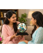 Car Dashboard Wooden Goddess Goddess Ganga Showpiece | 4 X 4.5 Inch Sublimation Printed Decorative Stand | 4 Mm MDF | Home Decor | Made in India (F33711)