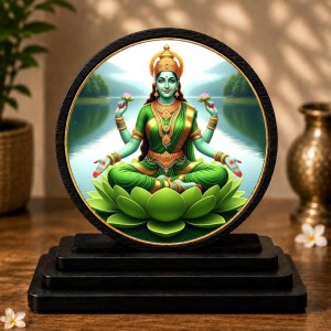Car Dashboard Wooden Goddess Lakshmi Showpiece | 4 X 4.5 Inch Sublimation Printed Decorative Stand | 4 Mm MDF | Home Decor | Made in India (F33604) Car Dashboard Wooden Goddess Lakshmi Showpiece | 4 X 4.5 Inch Sublimation Printed Decorative Stand | 4 Mm MDF | Home Decor | Made in India (F33604)