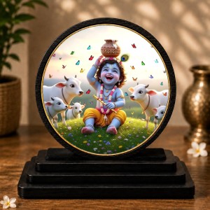 Car Dashboard Wooden Lord Krishna Showpiece | 4 X 4.5 Inch Sublimation Printed Decorative Stand | 4 Mm MDF | Home Decor | Made in India (F33757) Car Dashboard Wooden Lord Krishna Showpiece | 4 X 4.5 Inch Sublimation Printed Decorative Stand | 4 Mm MDF | Home Decor | Made in India (F33757)