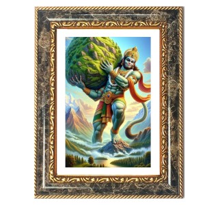 Hanuman Decorative Photo Frame With White Mount | Premium Wall & Tabletop Picture Frame | Home, Office & Temple Decoration | 12x16 Inch (Pack Of 1) (F32672)