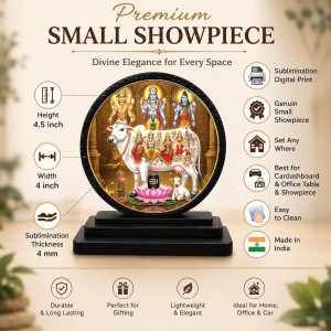 Car Dashboard Wooden Kamadhenu Cow Showpiece | 4 X 4.5 Inch Sublimation Printed Decorative Stand | 4 Mm MDF | Home Decor | Made in India (F33551) Car Dashboard Wooden Kamadhenu Cow Showpiece | 4 X 4.5 Inch Sublimation Printed Decorative Stand | 4 Mm MDF | Home Decor | Made in India (F33551)