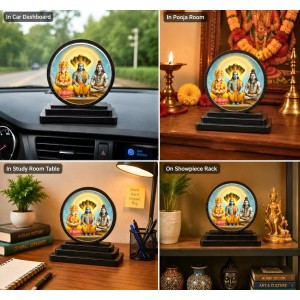 Car Dashboard Wooden Lord Brahma, Vishnu, Mahesh Showpiece | 4 X 4.5 Inch Sublimation Printed Decorative Stand | 4 Mm MDF | Home Decor | Made in India (F33611) Car Dashboard Wooden Lord Brahma, Vishnu, Mahesh Showpiece | 4 X 4.5 Inch Sublimation Printed Decorative Stand | 4 Mm MDF | Home Decor | Made in India (F33611)