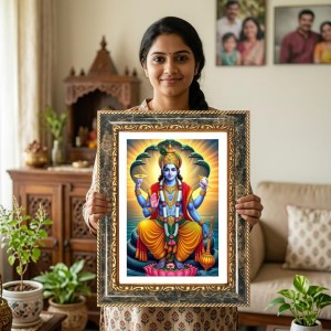 Vishnu Decorative Photo Frame With White Mount | Premium Wall & Tabletop Picture Frame | Home, Office & Temple Decoration | 8x12 Inch (Pack Of 1) (F31439) Vishnu Decorative Photo Frame With White Mount | Premium Wall & Tabletop Picture Frame | Home, Office & Temple Decoration | 8x12 Inch (Pack Of 1) (F31439)