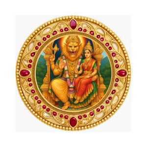 Lord Narasimha and Goddess Lakshmi Fridge Magnet Wooden | Glossy Sublimation Print | 4x4 Inch | Strong Magnet Back | Decorative Magnet for Fridge, Almirah & Temple Decor (F23770) Lord Narasimha and Goddess Lakshmi Fridge Magnet Wooden | Glossy Sublimation Print | 4x4 Inch | Strong Magnet Back | Decorative Magnet for Fridge, Almirah & Temple Decor (F23770)