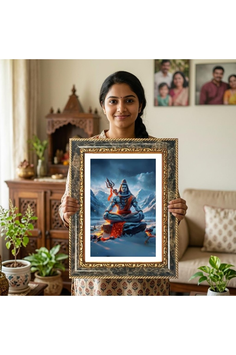 Sri Ramakrishna Paramahamsa Decorative Photo Frame With White Mount | Premium Wall & Tabletop Picture Frame | Home, Office & Temple Decoration | 12x16 Inch (Pack Of 1) (F33204)
