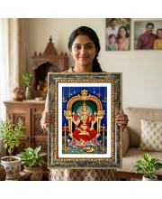 Mahalakshmi Decorative Photo Frame With White Mount | Premium Wall & Tabletop Picture Frame | Home, Office & Temple Decoration | 10x14 Inch (Pack Of 1) (F33067)