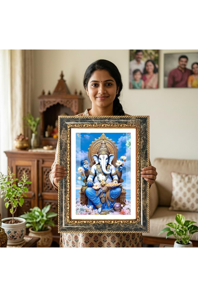 Woman Portrait Decorative Photo Frame With White Mount | Premium Wall & Tabletop Picture Frame | Home, Office & Temple Decoration | 12x16 Inch (Pack Of 1) (F31111)