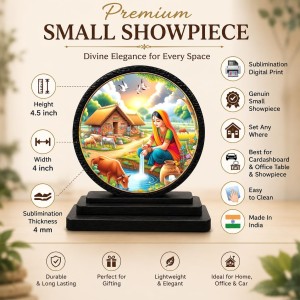 Car Dashboard Wooden Rajasthani Village Scene Showpiece | 4 X 4.5 Inch Sublimation Printed Decorative Stand | 4 Mm MDF | Home Decor | Made in India (F33330) Car Dashboard Wooden Rajasthani Village Scene Showpiece | 4 X 4.5 Inch Sublimation Printed Decorative Stand | 4 Mm MDF | Home Decor | Made in India (F33330)