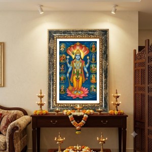 Vishnu Decorative Photo Frame With White Mount | Premium Wall & Tabletop Picture Frame | Home, Office & Temple Decoration | 8x12 Inch (Pack Of 1) (F32459)