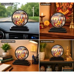 Car Dashboard Wooden Lord Krishna and Arjuna Showpiece | 4 X 4.5 Inch Sublimation Printed Decorative Stand | 4 Mm MDF | Home Decor | Made in India (F33495) Car Dashboard Wooden Lord Krishna and Arjuna Showpiece | 4 X 4.5 Inch Sublimation Printed Decorative Stand | 4 Mm MDF | Home Decor | Made in India (F33495)