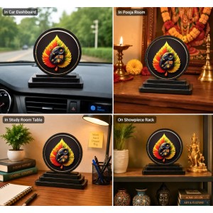 Car Dashboard Wooden Lord Ganeshaa Showpiece | 4 X 4.5 Inch Sublimation Printed Decorative Stand | 4 Mm MDF | Home Decor | Made in India (F33373)
