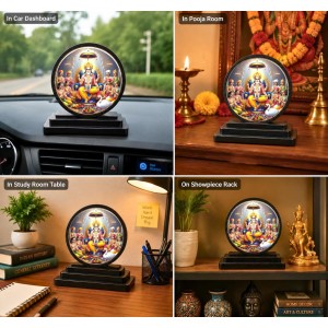 Car Dashboard Wooden Lord Brahma Showpiece | 4 X 4.5 Inch Sublimation Printed Decorative Stand | 4 Mm MDF | Home Decor | Made in India (F33702)